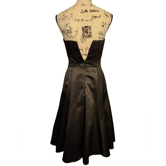 David's Bridal Midi Black Strapless Fit & Flare Dress - Picture 6 of 8